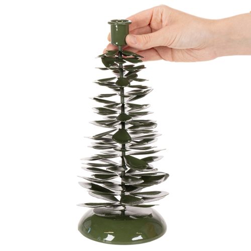 gjenstander Lysestake juletre grønn metalldekorasjon 28cm