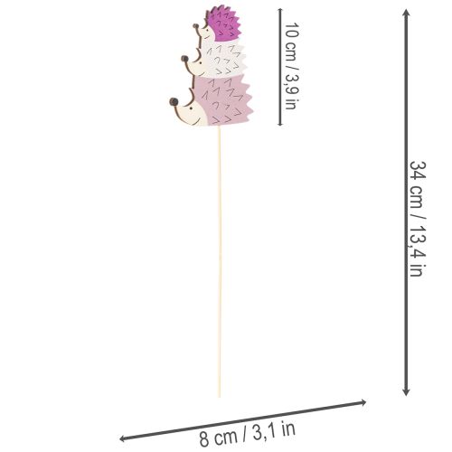 gjenstander Dekorative hagepæler - Fargerik pinnsvinfamilie - 34 cm, 12 deler
