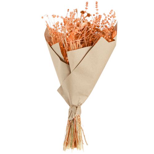 gjenstander Bukett tørkede blomster oransje aprikos tørr bukett 45cm 80g