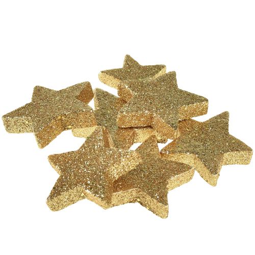 gjenstander Scatter stars lys gull glimmer 4-5cm 40stk