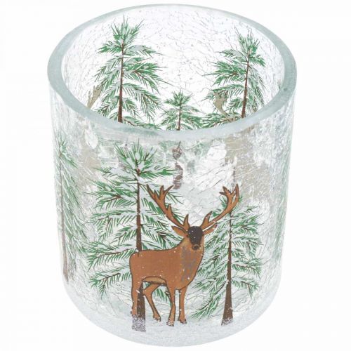 gjenstander Telysholder glass Christmas Crackle telysglass H10cm