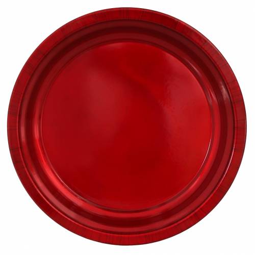 gjenstander Dekorativ plate av rødt metall med glasureffekt Ø38cm