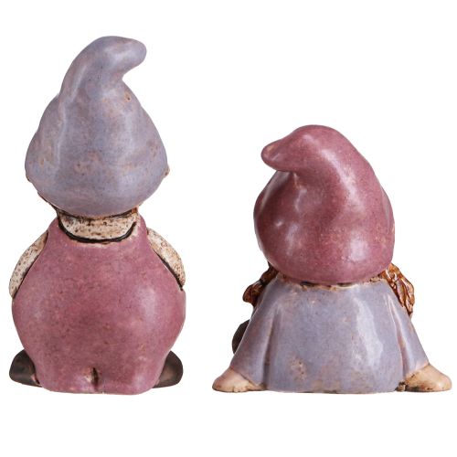 gjenstander Gnome Spring Gutt Jente Par Lilla Rosa H10/14cm 2 stk