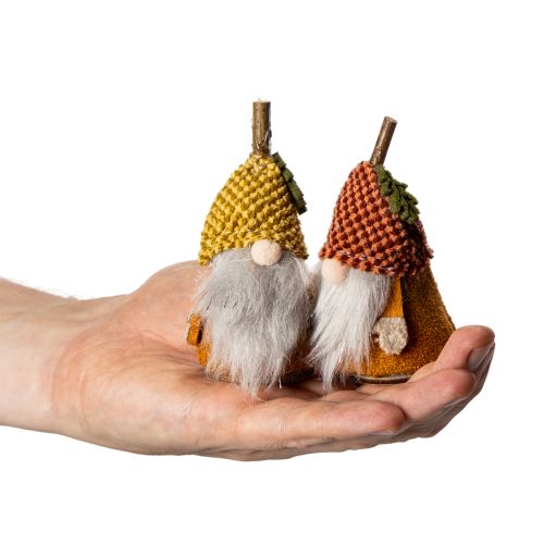 gjenstander Gnomfigursett med strikket lue og eikenøtt, 10 cm, 6 deler