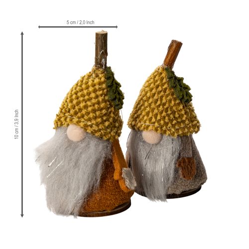 gjenstander Gnomfigursett med strikket lue og eikenøtt, 10 cm, 6 deler
