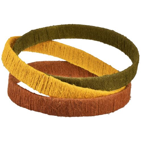 Dekorativ ring juteløkke gul okerbrun 4cm Ø30cm 3stk