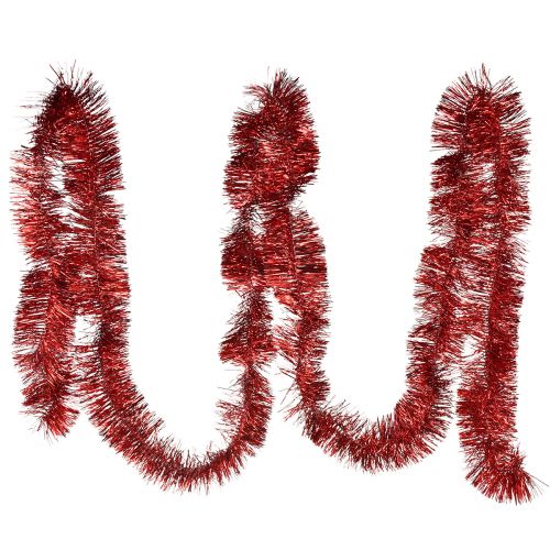 Festlig rød tinsel krans 270 cm - skinnende og levende, perfekt for jule- og feriedekorasjoner