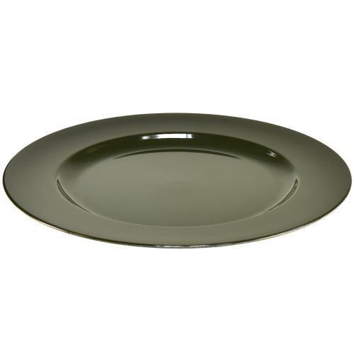 gjenstander Elegant mørkegrønn plastplate 28 cm 4stk