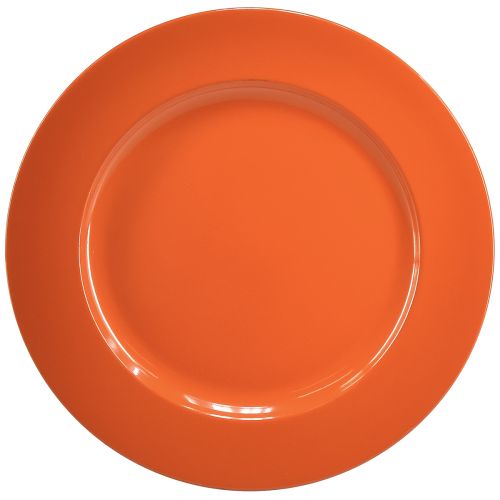 Oransje plastplater - 28cm - Pakke med 4 Ideell for fester og dekorasjon
