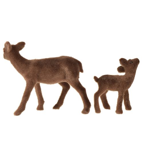 gjenstander Hjort dekorative figurer Julebrun flokket hjort med fawn i et sett H9/5,5cm 4 stk.