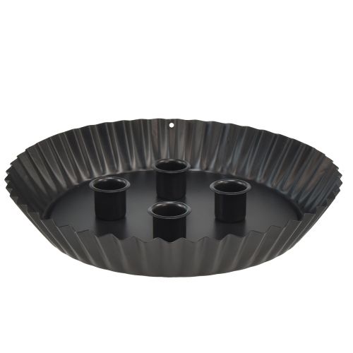 gjenstander Design lysestaker i metall i kakeform, 2 stk - svart, Ø 24 cm - elegant borddekorasjon for 4 lys
