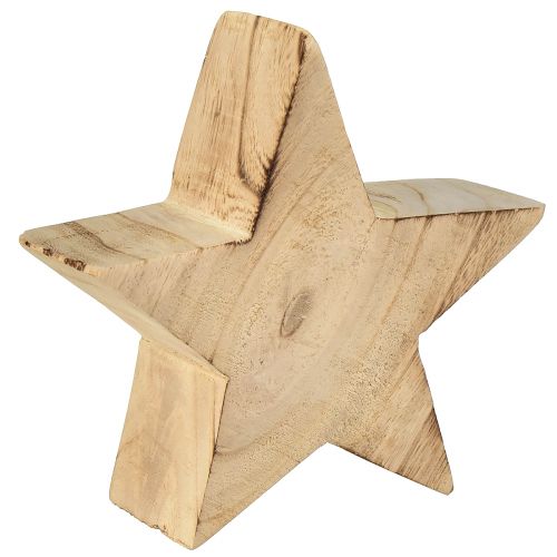 Rustikk dekorativ stjerne laget av paulownia-tre, 2 deler - naturlig design, Ø 15 cm, 6 cm tykk - allsidig tredekorasjon
