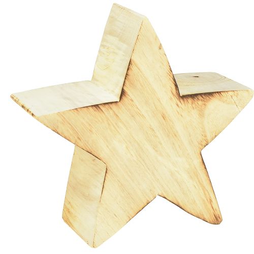 Rustikk dekorativ stjerne laget av tre - naturlig treutseende, 20x7 cm - allsidig romdekorasjon