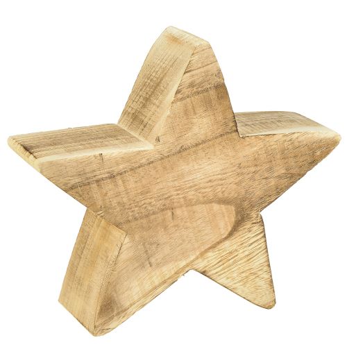 Rustikk dekorativ stjerne laget av paulownia-tre - naturlig treutseende, 25x8 cm - allsidig romdekorasjon