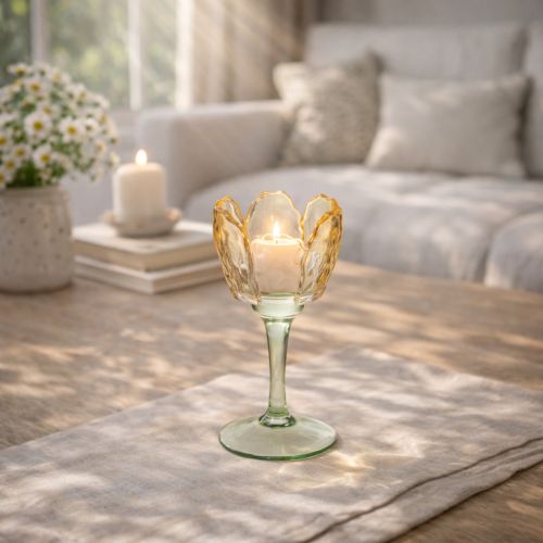 gjenstander Tulipan-telysholder, blomstermotiv, dekorasjon for en romantisk atmosfære og elegant atmosfære, 20 cm