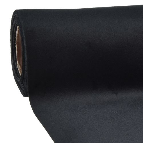 Bordløper i fløyels sort, skinnende dekorativt stoff, 28×270 cm - elegant bordløper for festlige anledninger