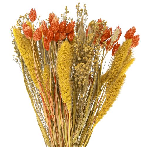 Tørket blomsterbukett med korn oransje gul 50cm