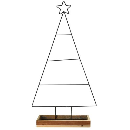 gjenstander Juletre i metall med dekorativt trebrett, 98,5cm - Moderne juledekorasjon