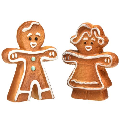 Julepynt keramisk pepperkaker kvinne og mann 7cm 6stk
