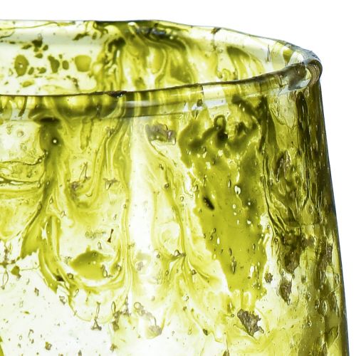 gjenstander Lanterne glass dekorasjon vintage gul grønn Ø9cm H9,5cm