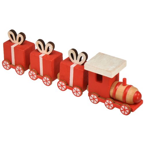 Tretog med gaveesker, rød og hvit, sett med 2, 18x3x4,5 cm - juledekorasjon