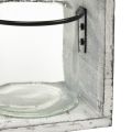 Floristik24 Rustikk glassbeholdersett i grått og hvitt trestativ - 27,5x9x11 cm - Allsidig oppbevarings- og dekorativ løsning