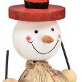 Floristik24 Snømann laget av tre dekorativ figur med hatt rød naturlig H20,5cm